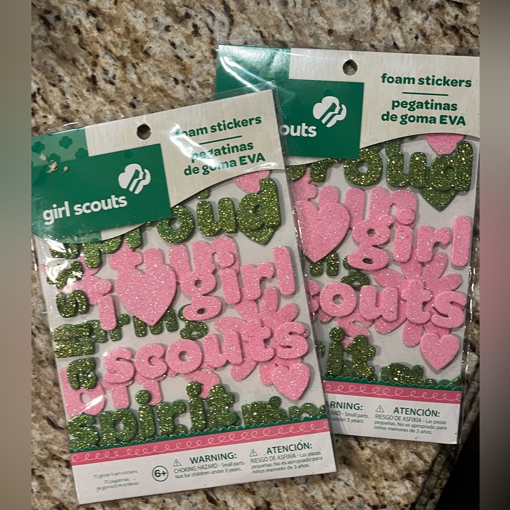 NEW. Girl Scouts foam stickers, cupcake decor & coupon pad.